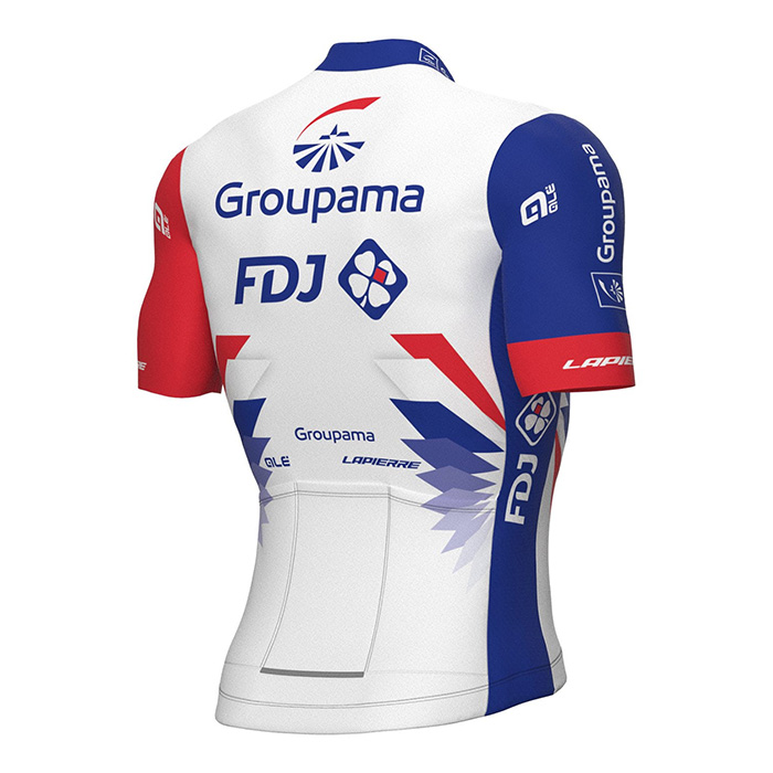 2022 Fahrradbekleidung Groupama Fdj Rot Blau Trikot Kurzarm und Tragerhose